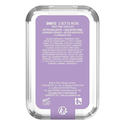 NYX PROFESSIONAL MAKEUP Buttermelt Highlighter, Powder Highlighter Makeup, With Up to 12H Wear and High Impact Glow - 15 U Butta Werk (Frosty Pink)