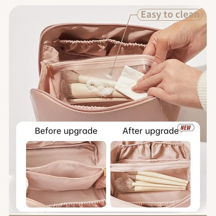 EACHY Travel Makeup Bag,Large Capacity Cosmetic Bags for Women,Waterproof Portable Pouch Open Flat Toiletry Bag Pattern Makeup Bag