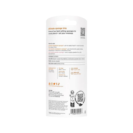 Real Techniques Ultimate Makeup Sponge Trio, Makeup Blending Sponges, For Liquid, Cream, & Powder Products, Powder & Foundation Sponges, Mini Makeup Sponge, Latex-Free Foam, Travel-Friendly, 3 Count