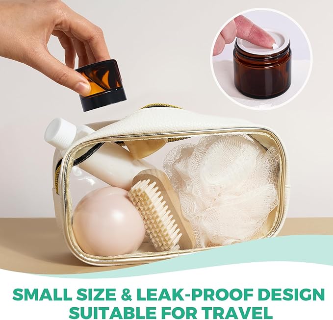 Amber Glass Jars with lids, 24 Pack 2oz Empty Cosmetic Jars, Refillable Airtight Wide Mouth Container for DIY, Sample, Cream, Lotion, Candle Making, Powder, Cosmetic