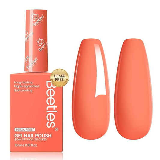 Beetles Orange Gel Polish- Hema-Free Coral Orange Gel Nail Polish High 15ml Gloss Soak Off Coral Nail Polish Nail Art Manicure Salon Color Bottle