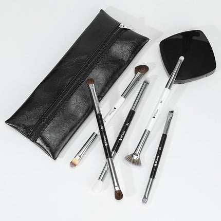 DUcare Eye Makeup Brushes Set, 5pcs Duo End Eyeshadow Brush Set with Travel Bag, Professional Eye Shadow Brushes Kit for Concealer, Eyebrow, Eyeliner, Nose Contouring, Blending