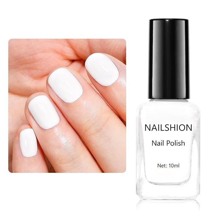 White Nail Polish French Nail Art | Quick Dry Regular Nail Polish | 9-Free Vegan Rich in Castor Oil | Classic Snowy Toe Fingernail Polish DIY at Home Gift for Girls Woman