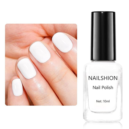 White Nail Polish French Nail Art | Quick Dry Regular Nail Polish | 9-Free Vegan Rich in Castor Oil | Classic Snowy Toe Fingernail Polish DIY at Home Gift for Girls Woman