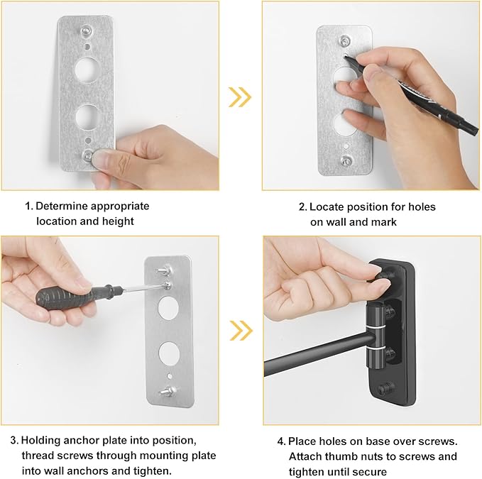 8" Wall Mounted Magnifying Makeup Mirror, 1X/10X Double-Sided Shaving Mirror with 360° Swivel & Extendable Arm for Bathroom Vanity, Black - No Light