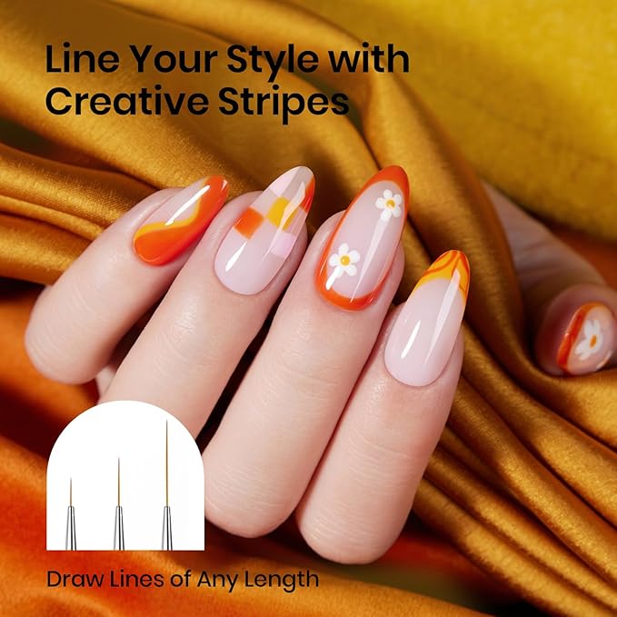 Beetles Nail Art Brushes 8pcs – Crystal Nail Art Tools 5pcs Double-headed Nails Dotting Tool, 3pcs Striping Liner Brushes for Nails with Pearls Bowknot Stickers, DIY Home Salon Manicure Design Tools