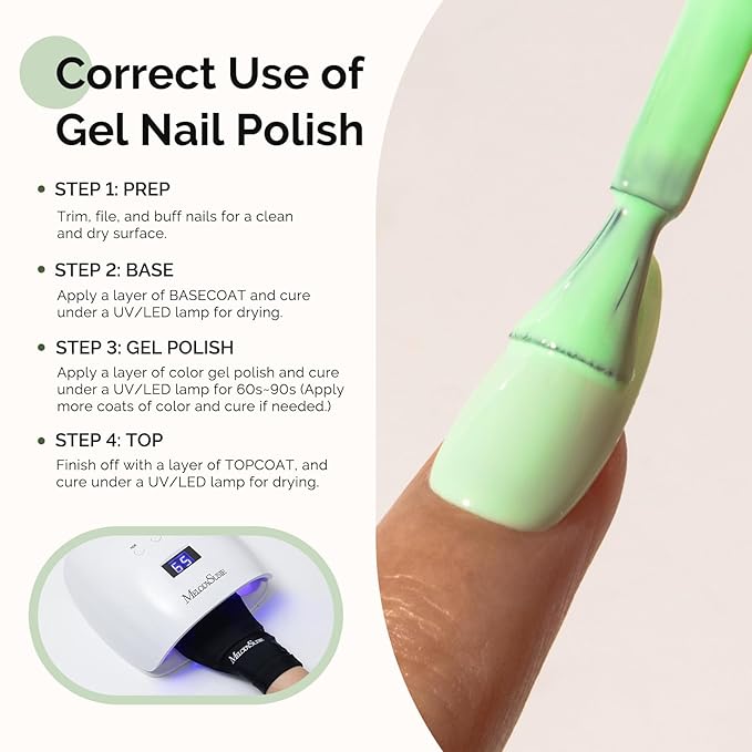 MelodySusie Hema Free Gel Nail Polish, 0.5 Fl Oz Thick Light Green Gel Polish, Non Toxic, Long Lasting, Soak Off UV Nail Polish, Manicure Nail Design Salon DIY Nail Art at Home 326