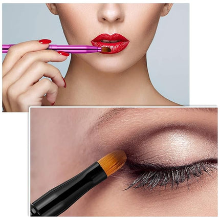 TOODOO 3 Pack Retractable Lip Brush for Lipstick with Cap Dual-ended Liner Foundation Makeup Brush Sets Travel Applicators(Gold, Black, Purple)