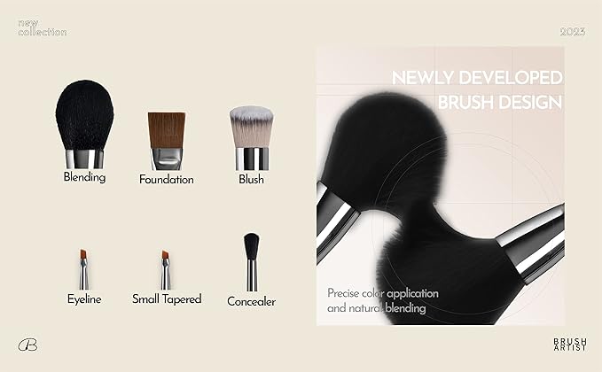 12Pcs Premium Synthetic Soft Dense Fiber Makeup Brush Set with Case - Face, Blush, Contour, Eyeshadow Brushes - Black