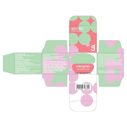 COLORGRAM Tintin Dory Lip Jam 03 Peach Jam | Pudding Pot Lip Blush | Tinted Lip Jam, Hydrating & Plumping Lip Balm with Lightweight, Non-Sticky Formula | Clear Radiance & Semi-Transparent Color