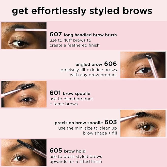Real Techniques Brow Styling Set, For Lifting Brows, Fill & Style, Dual-ended Makeup Brushes, Full Kit for Eyebrows, Get Full, Laminated, or Natural Brows, Multiuse Tools, 3 Piece Set (Pack of 3)