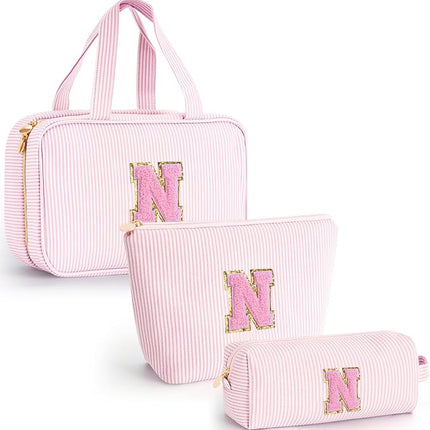 Travel Toiletry Bag Cosmetic Bag Skin Care Bag Cute Makeup Bag Sister Wife Friend Engagement Wedding Gifts for Women Tween Girls Trendy Stuff Thank You Gift - Pink N