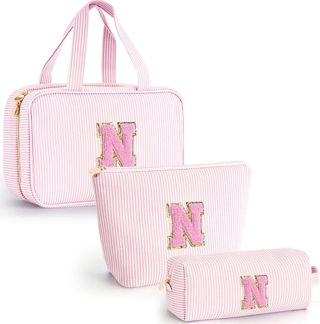 Travel Toiletry Bag Cosmetic Bag Skin Care Bag Cute Makeup Bag Sister Wife Friend Engagement Wedding Gifts for Women Tween Girls Trendy Stuff Thank You Gift - Pink N