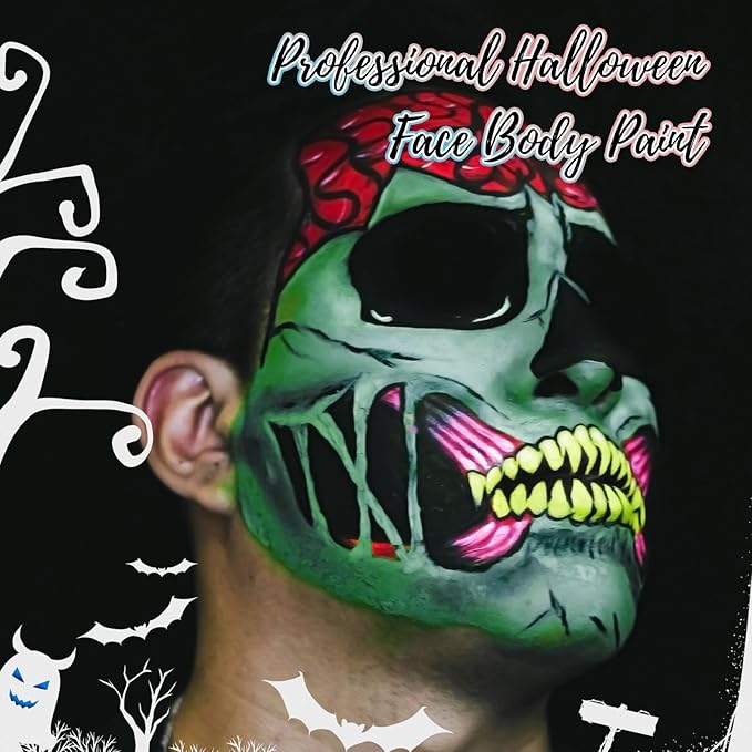 Green Water Based Face Body Paint for St. Patrick’s Day, 2.37 OZ Large Tube Full Coverage Face Paint for Cosplay Gamora Hulk Witch, Washable Green Body Painting Cream Adult Halloween SFX Makeup