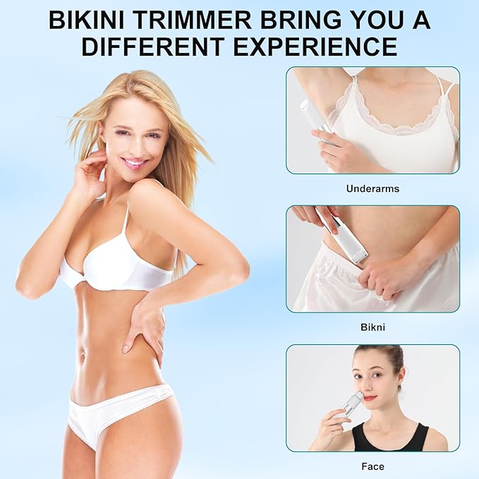 Electric Bikini Epilator for Women, 4 in 1 Hair Removal for Face, Chin, Arm, Leg, Armpit, Bikini Trimmer, IPX7 Waterproof, USB Rechargeable, Wet & Dry Lady Shaver,LED Lighting,2 Speeds,Travel Gift