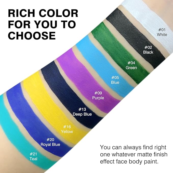 Deep Blue Face Body Paint Makeup 30G,Professional Stage Screen Halloween,Face Body Paint Makeup for Halloween Costume Theater Dress-Up Corpse Bride Sally Smurf Sea Avatar Makeup-13