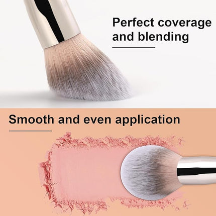 TEOYALL Oval Blush Brush, Ultra Plush Fluffy Synthetic Bristles Powder Brush for Contour Bronzer Cheek with Loose Powder