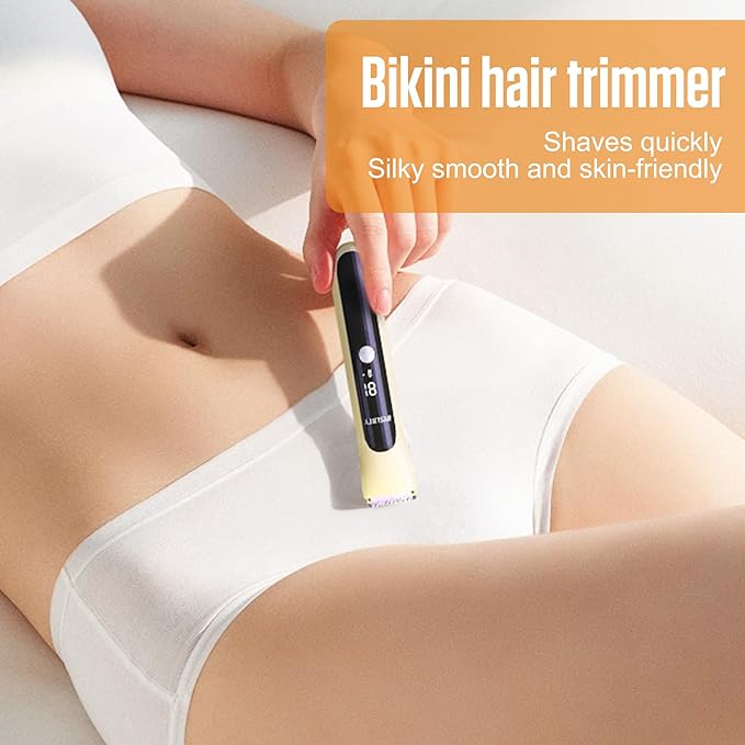 Bikini Trimmer for Women - Painless Electric Razors for Silk Skin,Cordless Body Shaver for Trip, IPX7 Waterproof Dual Head Khaki