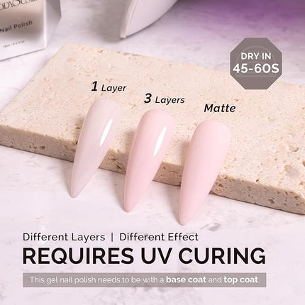 MelodySusie 0.5fl oz Light Pink Gel Nail Polish, Nails Soak Off UV LED Pastel Pink Gel Polish Gift for Women Nail Art Manicure Salon DIY Nail Design Decoration at Home-A2602