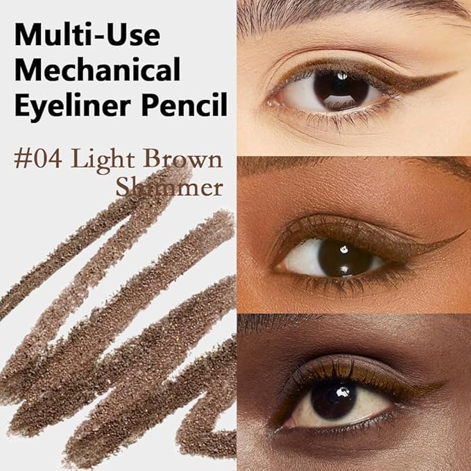 Kaely Light Brown Shimmer Gel Eyeliner,Smooth Eye Liner Waterproof Smudge Proof,Multi-Use Pencil Eyeliner,Built in Sharpener,Longwearing Eye Makeup,Vegan,delineador de ojos contra el agua,04