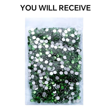 1440Pcs Light Green Crystal Rhinestones,Glass Flatback Rhinestones Gemstones for Nail Face Makeup Art Crafts Clothes Decoration - (SS20,4.8mm,Light Green)