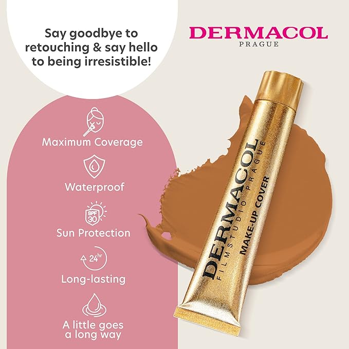 Dermacol - Full Coverage Foundation, Liquid Makeup Matte Foundation with SPF 30, Waterproof Foundation for Oily Skin, Acne, & Under Eye Bags, Long-Lasting Makeup Products, 30g, Shade 228