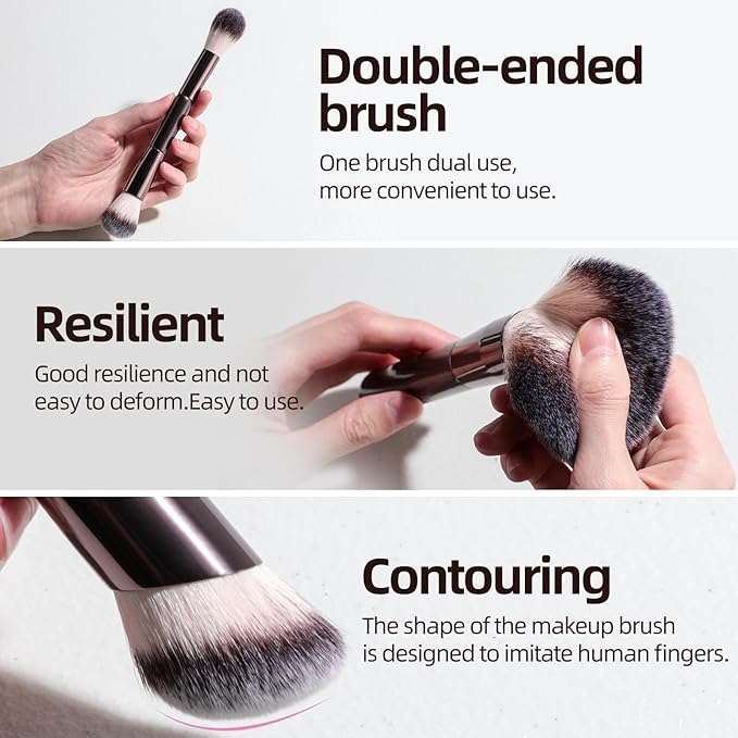 BS-MALL Professional Makeup Brush Set With Portable Case - Eyeshadow Brush, Concealer Brush, Blush Brush & Foundation Brush For Travel 20 Pcs, Labeled Daily Use & Versatile Occasions