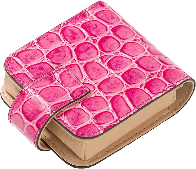 Cockatoo Leather Lipstick Case with Mirror Makeup Holder Portable Small Cosmetic Bag for Women More Colors