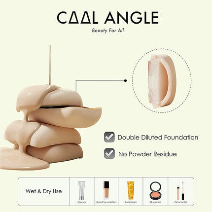 6Pack Makeup Sponge and Powder Puff Set with Blender Sponge for Liquid Foundation Concealer and BB Cream, Triangle Powder Puff for Loose Powder Setting and Oil Control