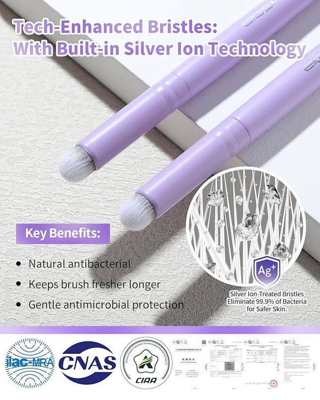 EIGSHOW Round Lip Blending Brush with Silver Ion-Infused Bristles, Soft and Skin-Safe, Reusable (L307P)