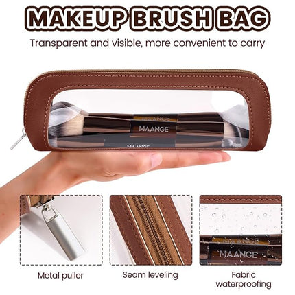 MAANGE 7 PCS Foundation Makeup Brush Set With Bag, Make up Brushes, Eyeshadow Concealer Brush, Double-ended Foundation Contour Powder Blush, Professional Face brush Set Tools For Liquid,Cream(Apricot)