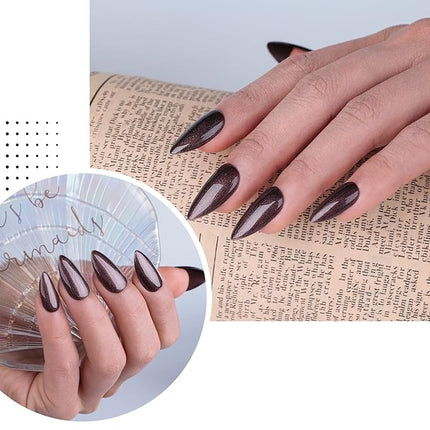 Imtiti Gel Nail Polish Glitter Brown - Bronze Brown Sparkle Soak Off UV LED Gel Polish, 0.5 Fl Oz Long Lasting DIY Nail Art for Home & Salon Manicure Starter Set for Women