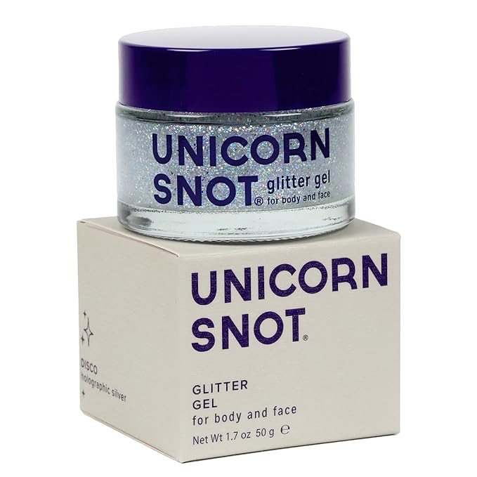 UNICORN SNOT Holographic Face Glitter & Body Glitter Gel: Glitter Makeup, Hair Glitter, Festival Rave and Anime Cosplay, Halloween Costume Makeup - Vegan & Cruelty Free, 1.7 oz Silver Glitter (Disco)