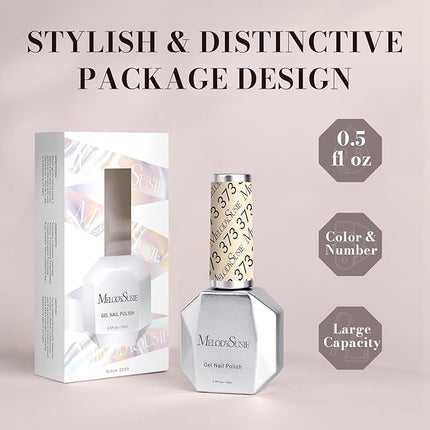 MelodySusie Gel Nail Polish,15ML Nude White Color Nails Soak Off UV LED Beige Gel Polish Gift for Women Nail Art Manicure Salon DIY Nail Design Decoration at Home-373