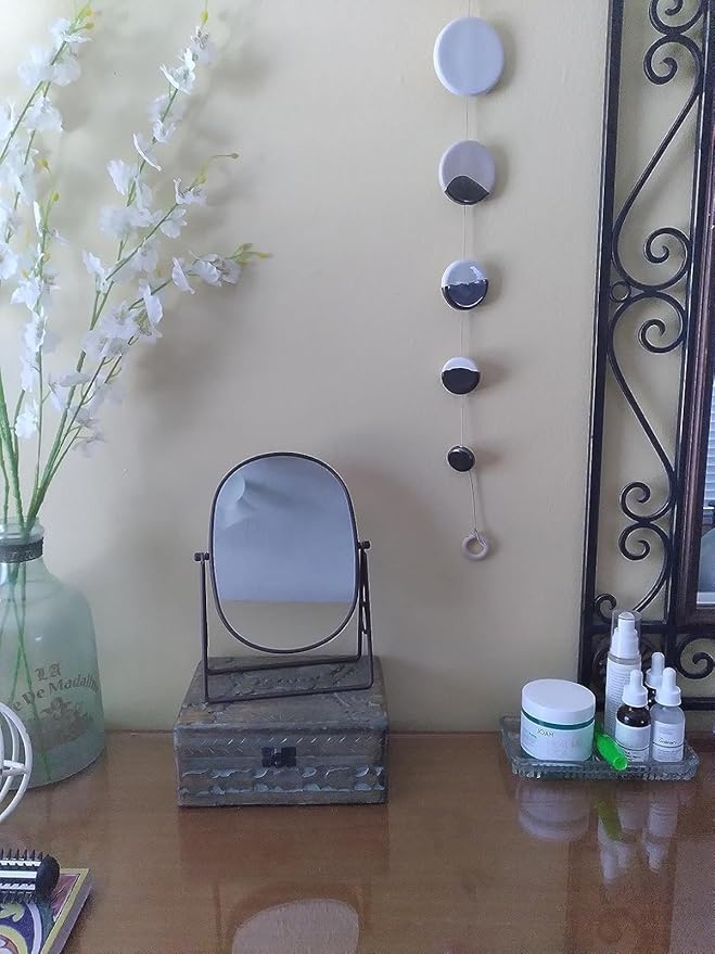 JOYOEIKON Classic Dual Sided 5X and 1X Magnifying Makeup Mirror and Tabletop Standing 360° Rotation Vanity Mirror,Desktop Cosmetic Mirror (Matt Black)