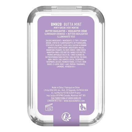 NYX PROFESSIONAL MAKEUP Buttermelt Highlighter, Powder Highlighter Makeup, With Up to 12H Wear and High Impact Glow - 20 Butta Mint (Minty Green)