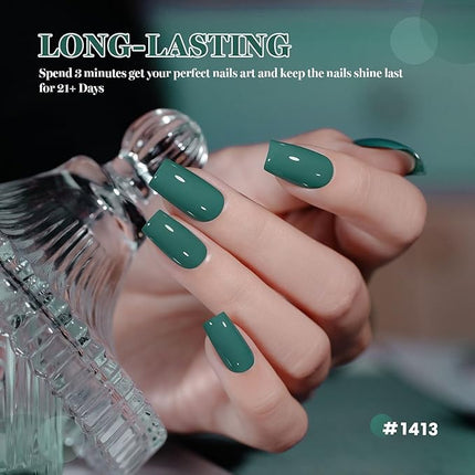 RARJSM Dark Sage Green Gel Nail Polish Creamy Muted Gray Green Gelpolish 15ML 1Pc Soak off Curing Required Nail Art French Manicure Salon DIY at Home Fall Winter