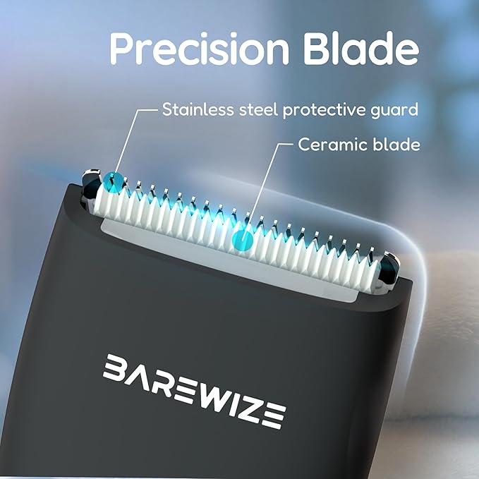 Body Hair & Pubic Hair Trimmer for Men | Waterproof, USB-C Rechargeable, LED Light, Replaceable Ceramic Blade, Electric Ball Shavers, Manscape Kit, Mens Personal Groomer (Noir)