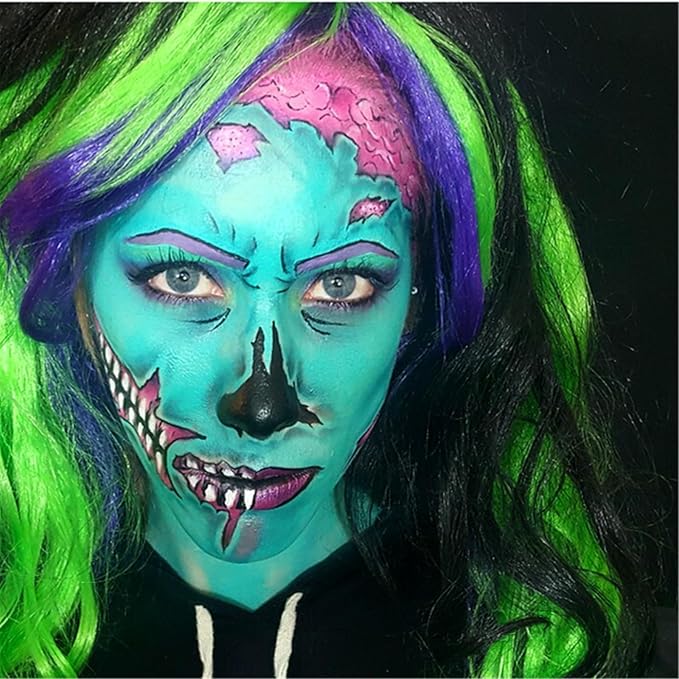 Go Ho Teal Face Paint Stick,Water Based Cream Teal Face Body Paint Washable,Smooth Face Painting Kit for Kids and Adults,Halloween Costumes Cosplay SFX Makeup