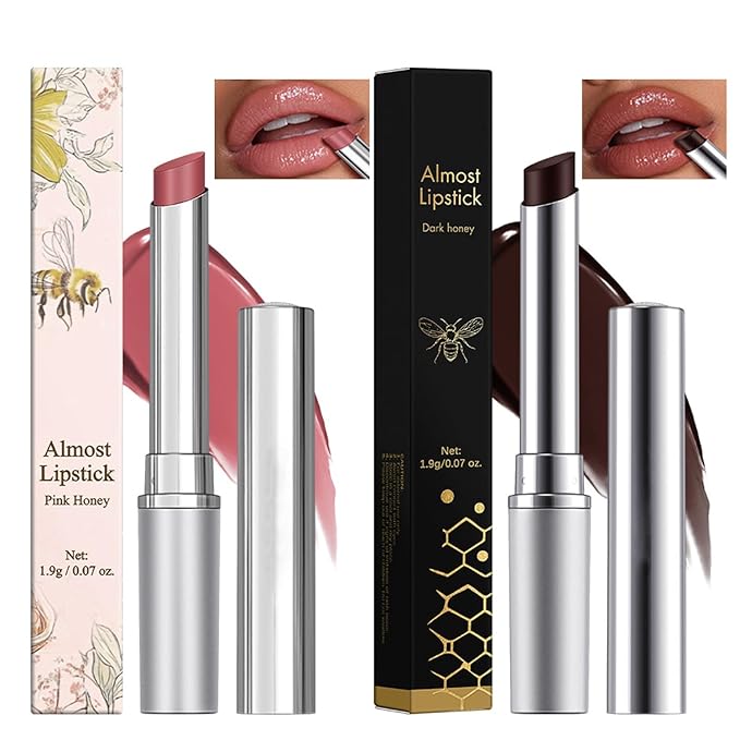 Dulele 2PCS Honey Lipstick Tinted Lip Balm, Glossy Hydrating Lip stick, Sheer Black Jelly Lipstick, Nourishing Black and Pink Lip Stick, Moisturizing Lip Care Balm for Dry Lips