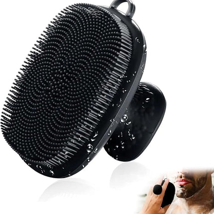 Face Scrubber, Silicone Face Scrubber for Men Facial Cleansing Brush Silicone Face Wash Brush Manual Waterproof Cleansing Skin Care Face Brushes for Exfoliating- Black