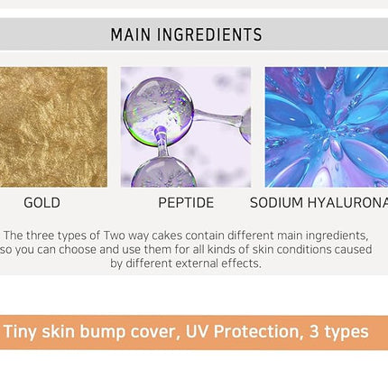 Enough Rich Gold Two Way Cake SPF50, Korean Makeup Setting Powder Foundation, Tattoo Cover Up, Sunscreen for Face, Loose Powder Makeup - Refill Including (#21 Transparent Beige, 0.39 oz)