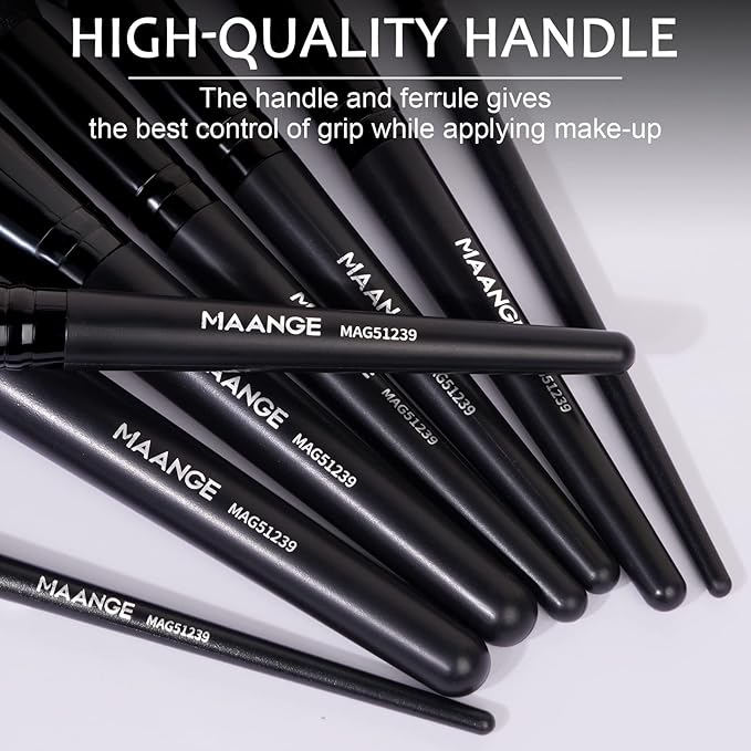 Makeup Brushes, MAANGE 18 Pcs Premium Synthetic Make up Brushes Set Soft Foundation Powder Eyeliner Eye Shadow Makeup Brush Set Professional (Black)