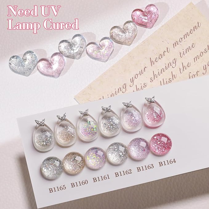 Double Rhythm 0.5Oz Glitter Gel Polish Shimmer Reflective Color for Nail Art Salon DIY Soak Off 15ml Nail Lamp Gel Polish at Home (Pink-B1161)