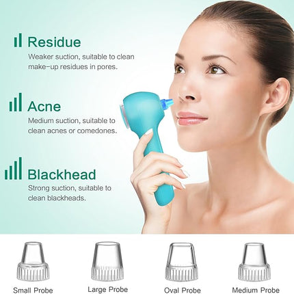 Face Scrubber Exfoliator,Facial Cleansing Brush Waterproof with LCD Screen,Blackhead Remover Vacuum with 5 Brush Heads,Face Spin Brush for Exfoliating (Blue-Blue)