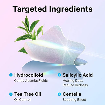 Sosky Hologram Pimple Patches for Face, Hydrocolloid Acne Patches with Salicylic Acid, Cute Star Zit Stickers,Colorful Blemish Covers,48 Count Blue Pink Star Heart Moon Flower