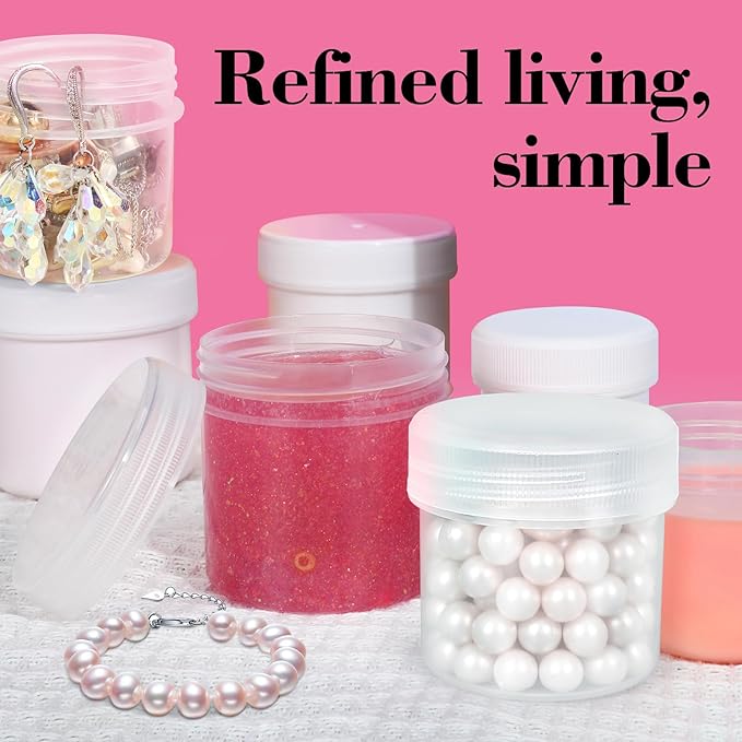 ASEVAT 6 Pack Airtight Plastic Jars, Leak-Proof Travel Size Jar | Refillable Cosmetic Containers for Creams, Lotions, TSA-Approved Clear Jars with Secure Lids (clear)