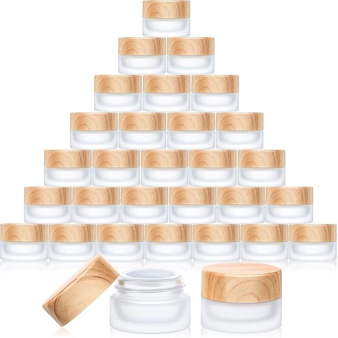 Geiserailie 30 Pieces Glass Cosmetic Containers Empty Sample Jars with Leak Proof Lids Makeup Sample Containers for Lotion Cream Cosmetic (5 Gram)