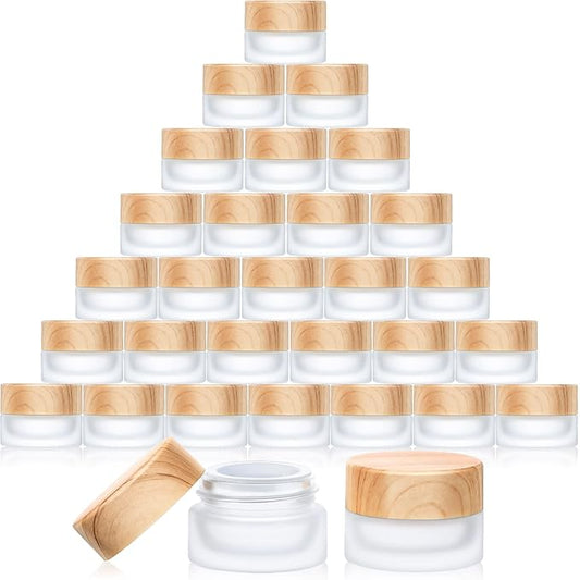 Geiserailie 30 Pieces Glass Cosmetic Containers Empty Sample Jars with Leak Proof Lids Makeup Sample Containers for Lotion Cream Cosmetic (5 Gram)