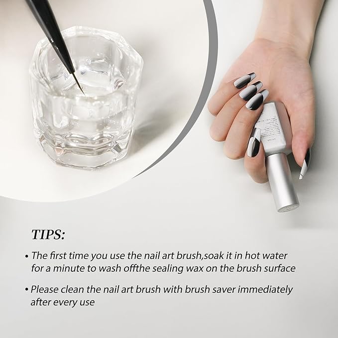 Nail Art Liner Brushes 5Pcs Dotting Pen Tools Nail Art Brushes Thin Liner Set(4/8/12/15/20 mm) for Long Lines, Thin Details Gel Polish Nail Paintings Double-End Nail Art Tools